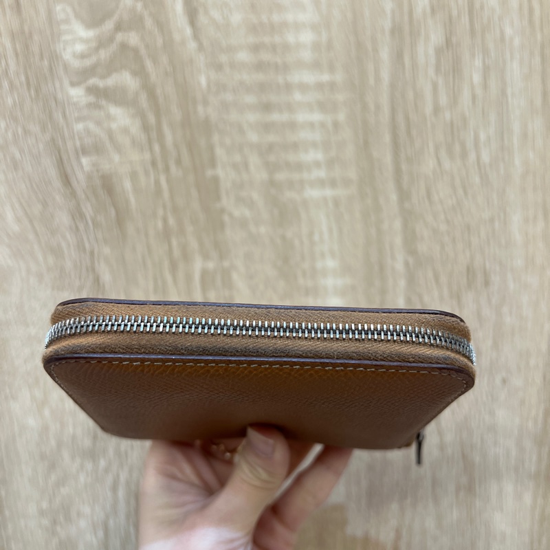Hermes 金棕色Epsom皮銀釦零錢卡包-3