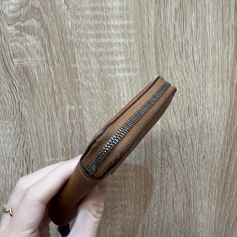 Hermes 金棕色Epsom皮銀釦零錢卡包-5