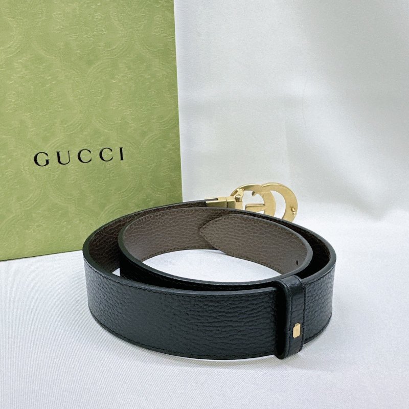 GUCCI 雙G皮革翻轉扣頭雙面皮帶-1