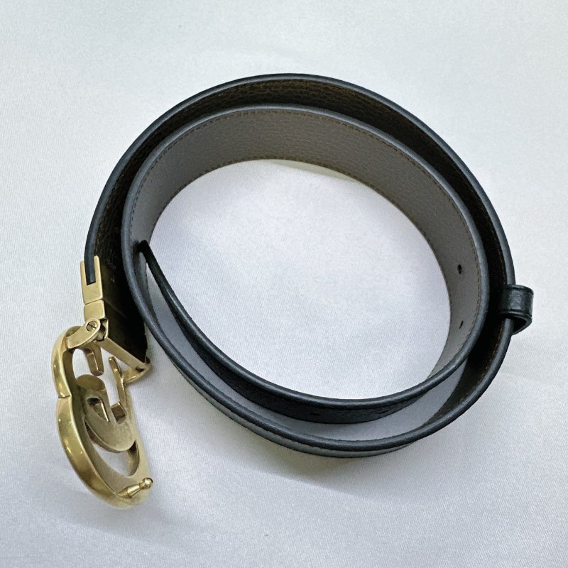 GUCCI 雙G皮革翻轉扣頭雙面皮帶-8
