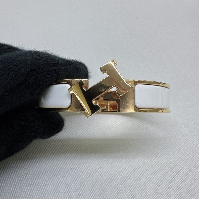 HERMES Clic H白金細版琺瑯手環-3