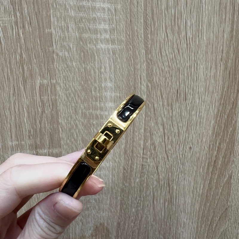 Hermes 黑琺瑯金釦Mini Clic Kelly PM手環-0