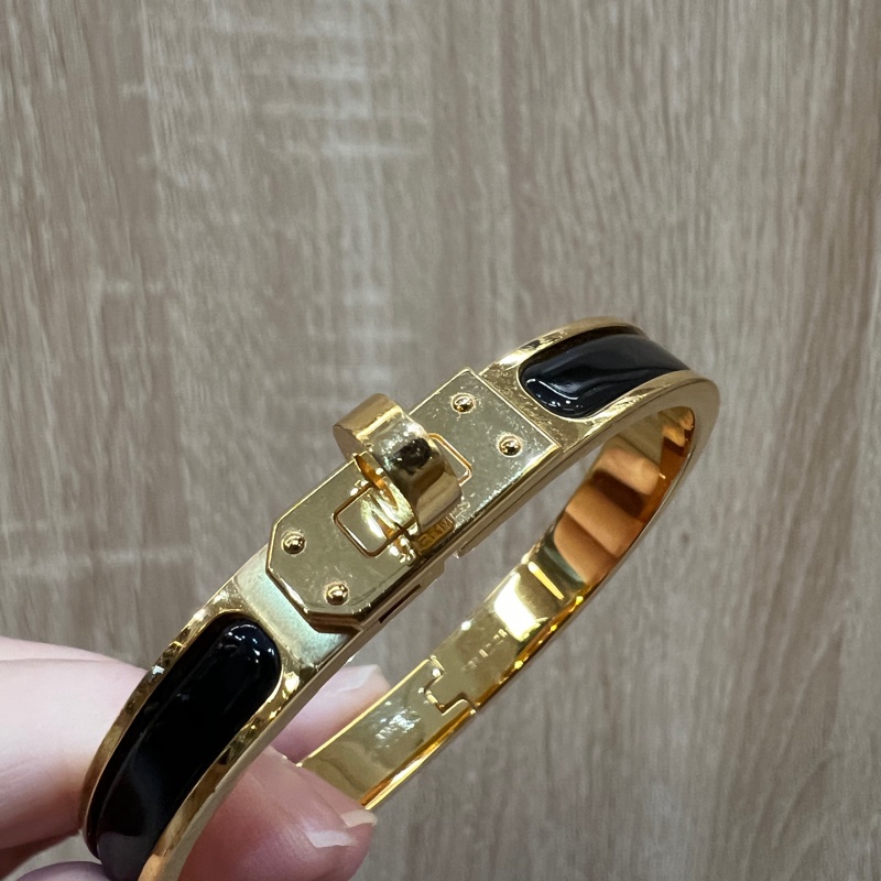 Hermes 黑琺瑯金釦Mini Clic Kelly PM手環-1