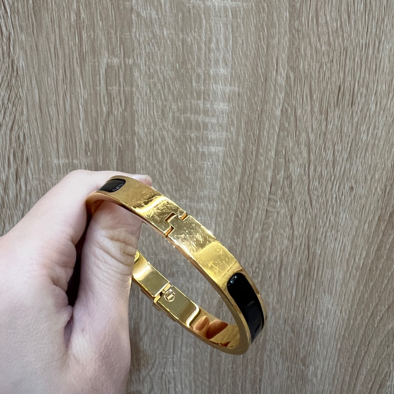 Hermes 黑琺瑯金釦Mini Clic Kelly PM手環-3