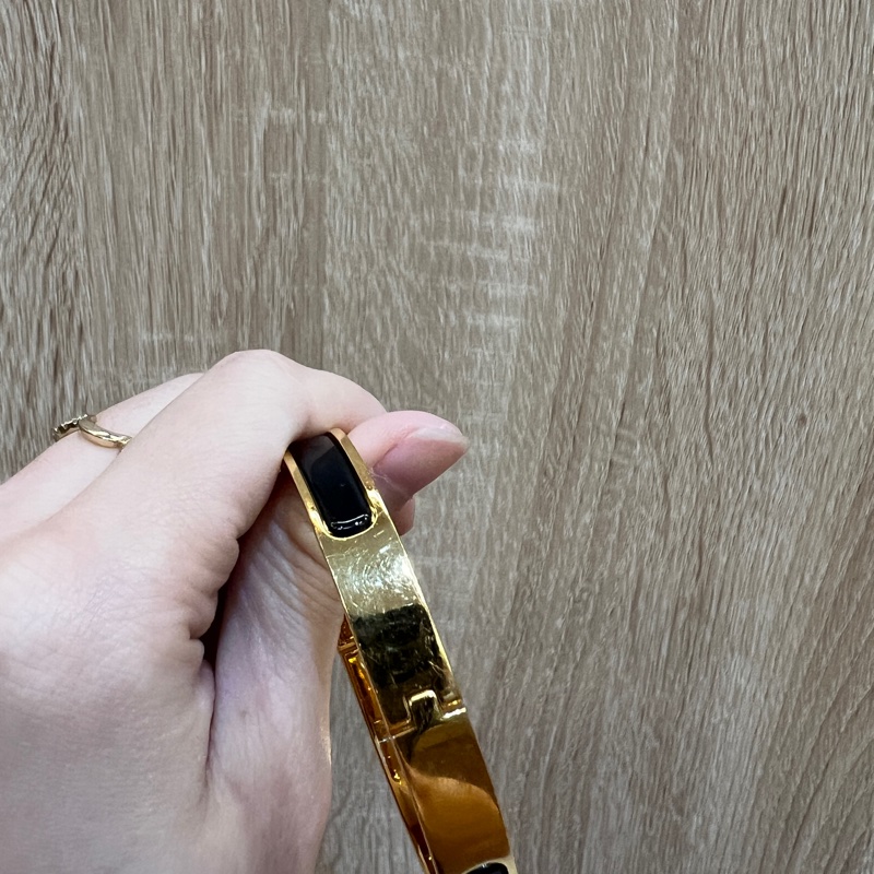 Hermes 黑琺瑯金釦Mini Clic Kelly PM手環-4