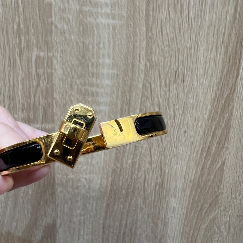 Hermes 黑琺瑯金釦Mini Clic Kelly PM手環-10