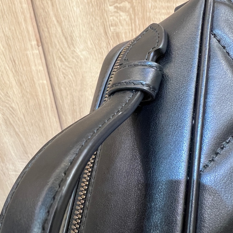 Gucci 黑牛皮Marmont 霧金釦手提斜背包-8