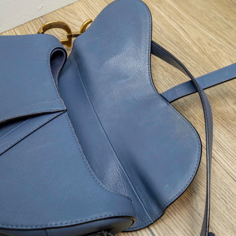 SADDLE 馬鞍中 藍色金扣-2