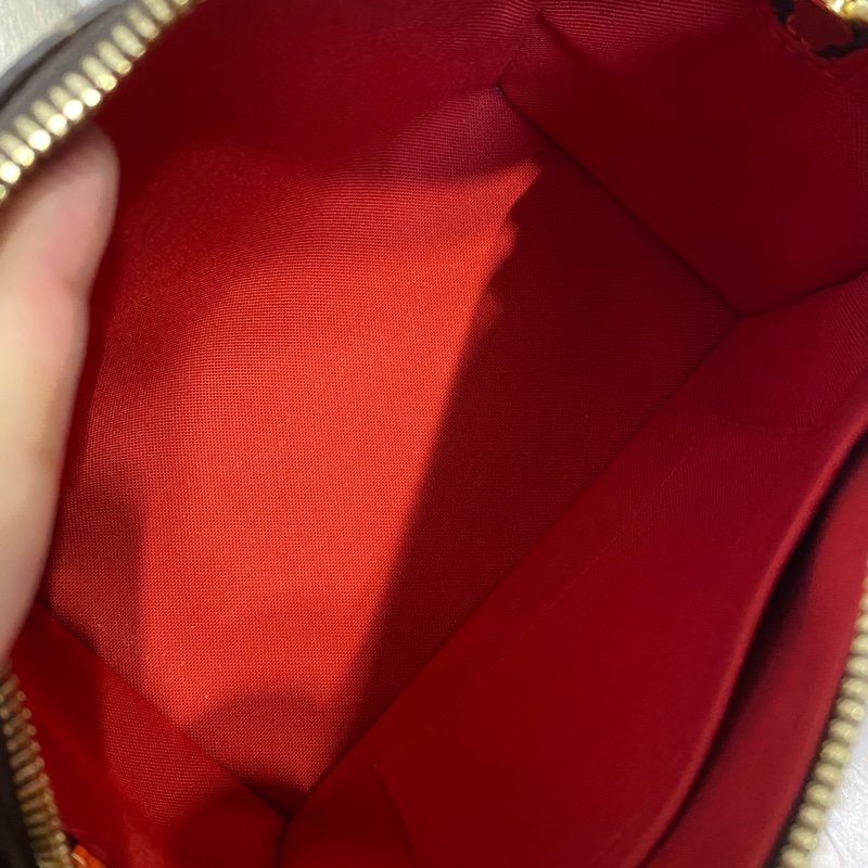 LOUIS VUITTON Speedy 20 枕頭包手提單肩斜挎包 刺繡黑邊寬肩帶-6