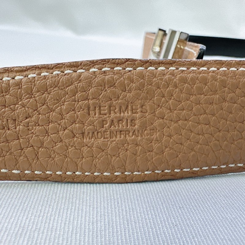 HERMES 雙H銀釦雙面皮帶-9