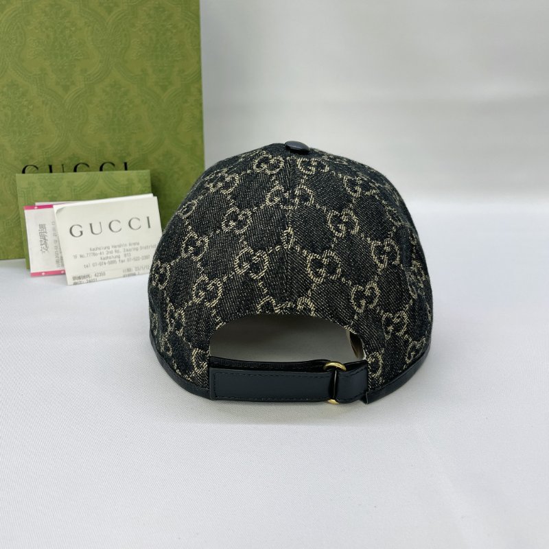 GUCCI 黑花雙G LOGO棒球帽-1
