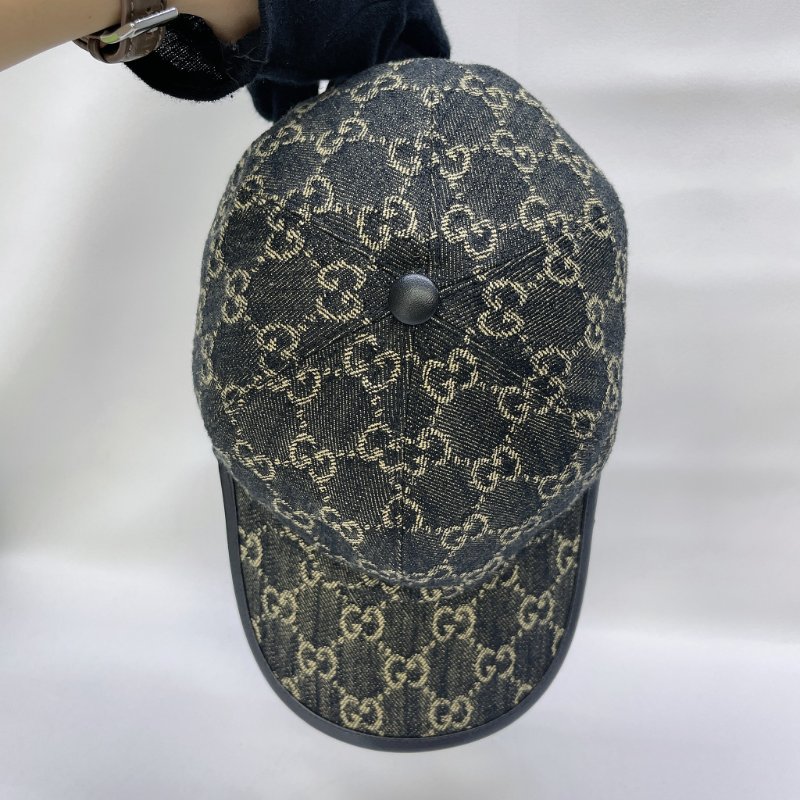 GUCCI 黑花雙G LOGO棒球帽-3