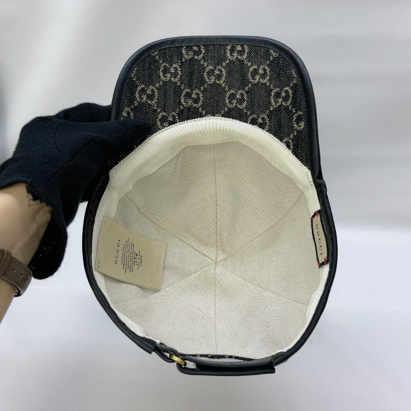 GUCCI 黑花雙G LOGO棒球帽-4
