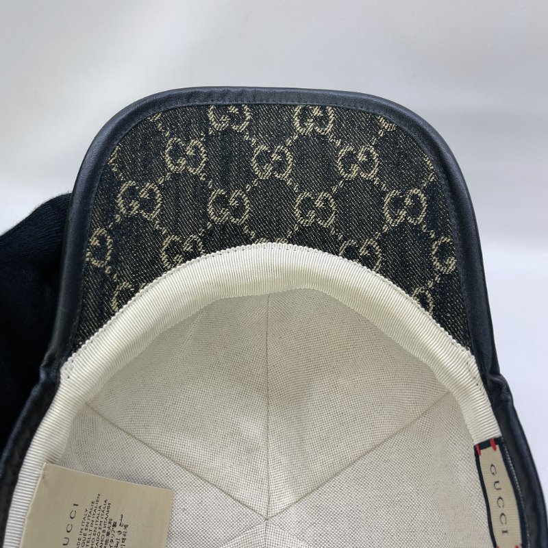 GUCCI 黑花雙G LOGO棒球帽-5