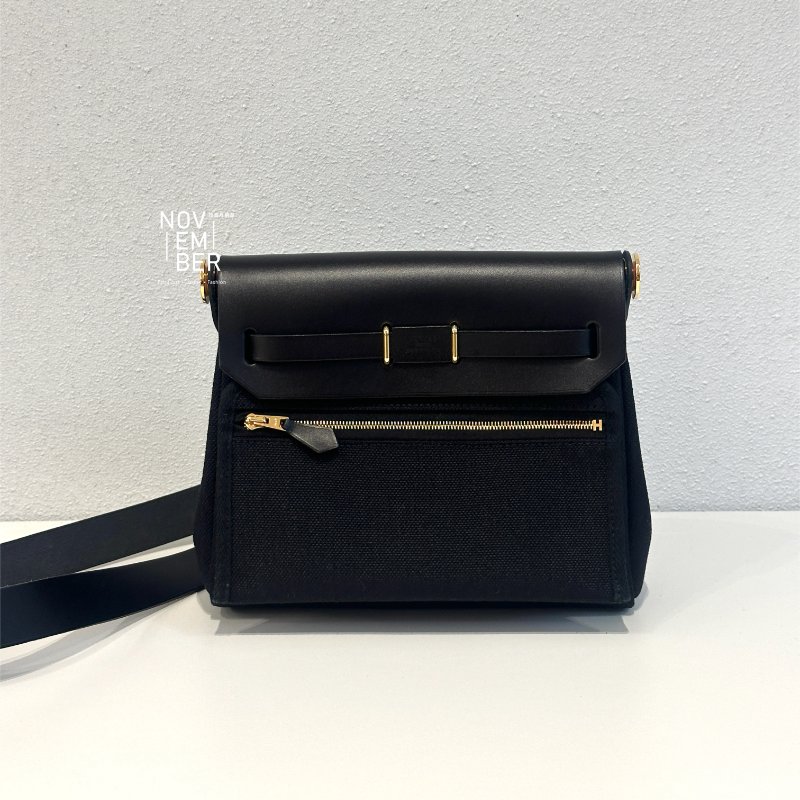 閒置新有購證🙌🏻 Hermès 愛馬仕 Mini Herbag 黑色金釦-7