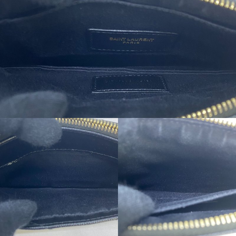 YSL 山紋金扣手拿拉鍊扁夾-3