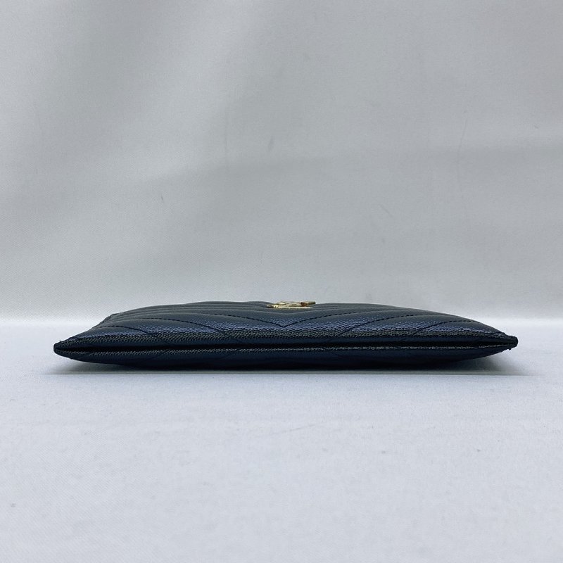 YSL 山紋金扣手拿拉鍊扁夾-5