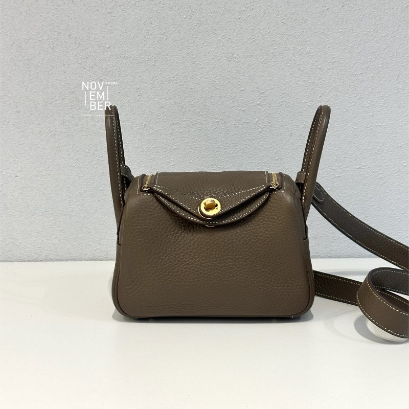 99新🆕 Hermès 愛馬仕 Mini Lindy 大象灰金釦-0