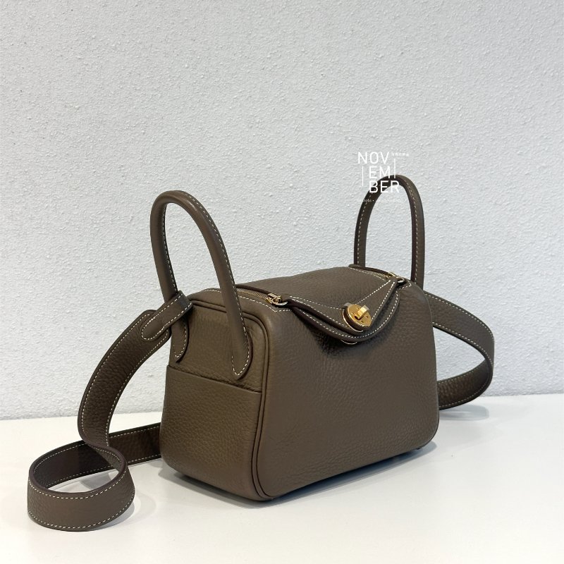 99新🆕 Hermès 愛馬仕 Mini Lindy 大象灰金釦-1