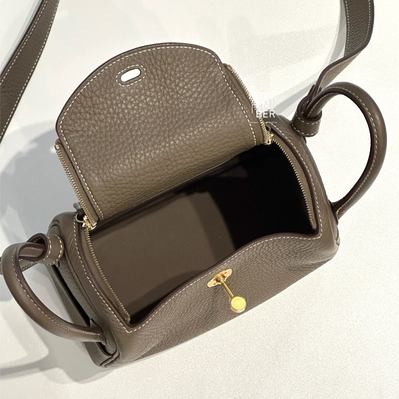 99新🆕 Hermès 愛馬仕 Mini Lindy 大象灰金釦-3