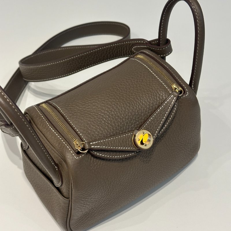 99新🆕 Hermès 愛馬仕 Mini Lindy 大象灰金釦-13