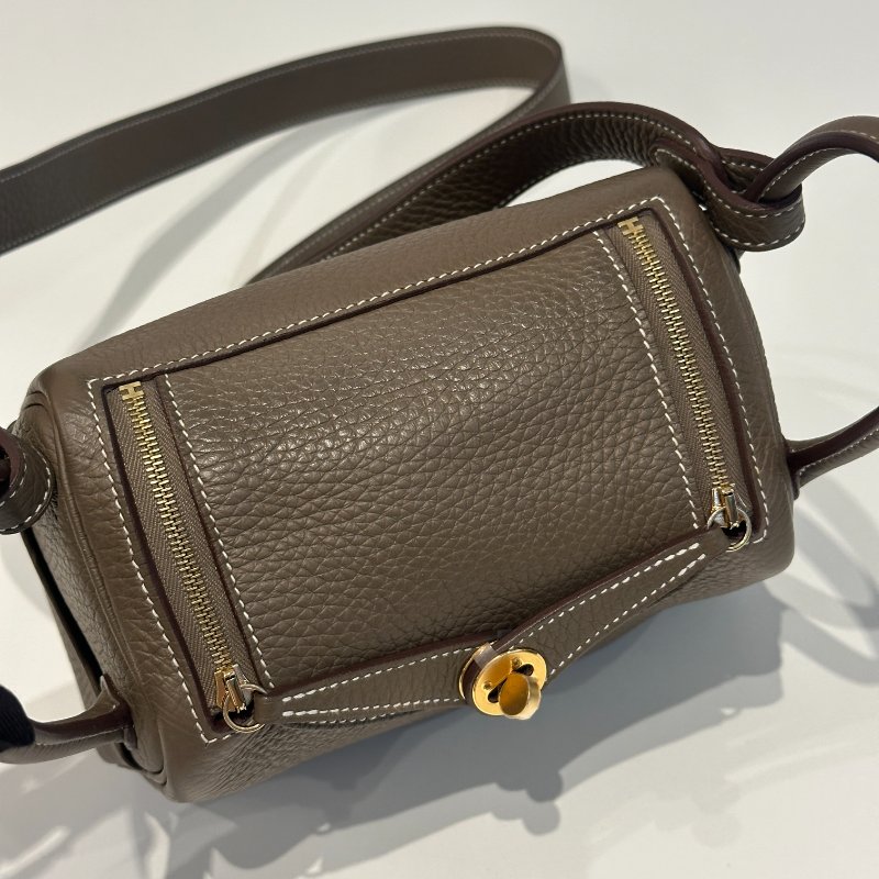 99新🆕 Hermès 愛馬仕 Mini Lindy 大象灰金釦-14
