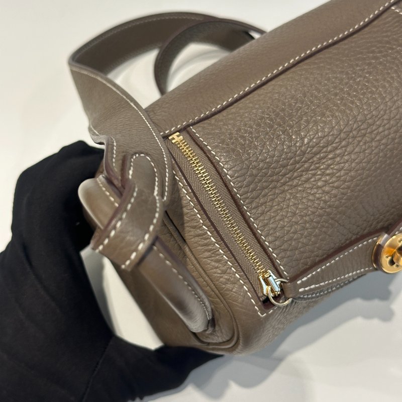 99新🆕 Hermès 愛馬仕 Mini Lindy 大象灰金釦-17