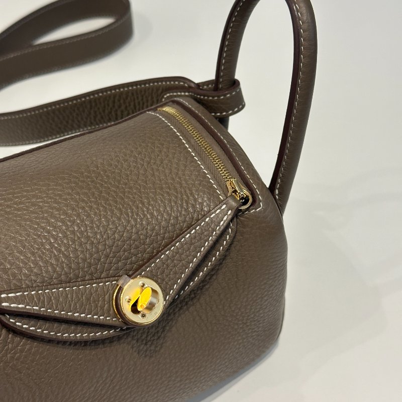 99新🆕 Hermès 愛馬仕 Mini Lindy 大象灰金釦-20
