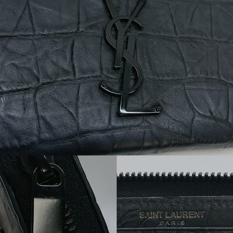 YSL 鱷魚壓紋拉鍊長夾-5