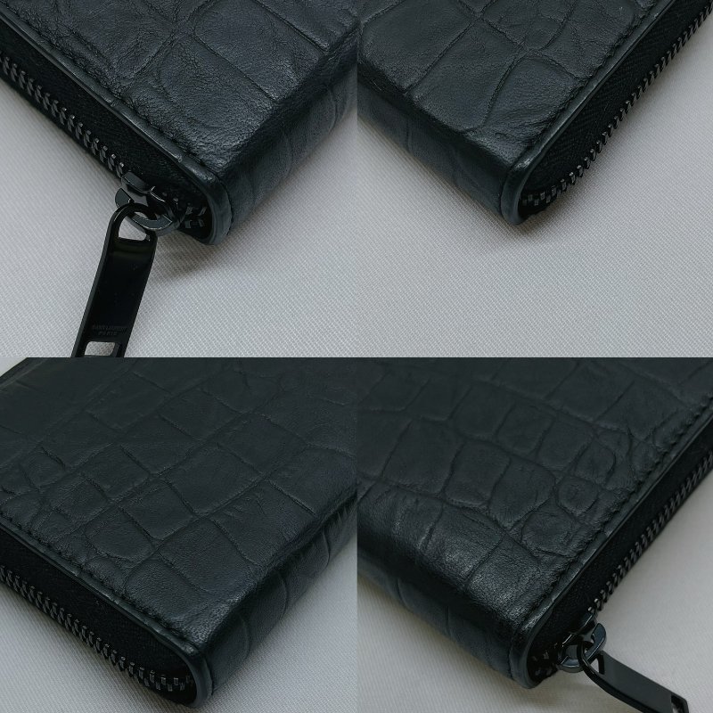YSL 鱷魚壓紋拉鍊長夾-7