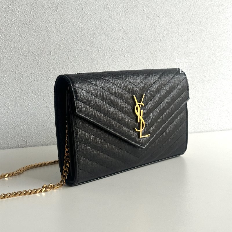 99新🆕 Saint Laurent YSL 聖羅蘭 信封包 黑色金釦-1
