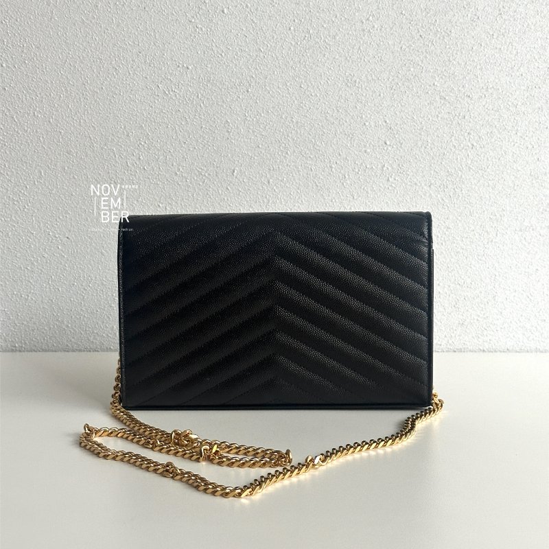 99新🆕 Saint Laurent YSL 聖羅蘭 信封包 黑色金釦-4