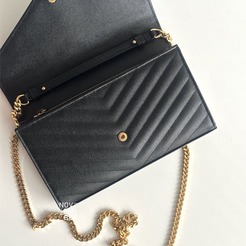 99新🆕 Saint Laurent YSL 聖羅蘭 信封包 黑色金釦-5