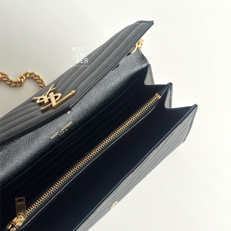 99新🆕 Saint Laurent YSL 聖羅蘭 信封包 黑色金釦-6