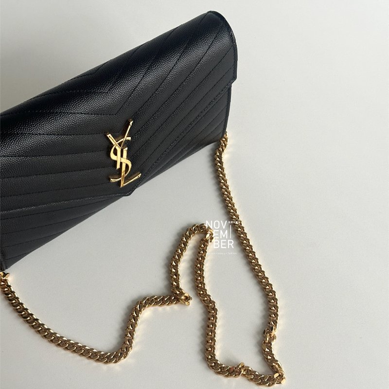 99新🆕 Saint Laurent YSL 聖羅蘭 信封包 黑色金釦-7