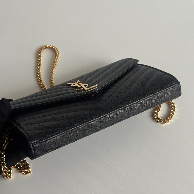 99新🆕 Saint Laurent YSL 聖羅蘭 信封包 黑色金釦-17