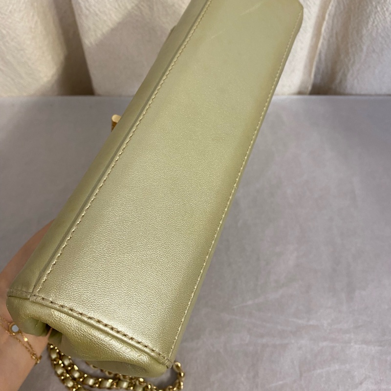 Chanel 香奈兒 baby blue 2.55冰格cf 腋下包 香檳金-9
