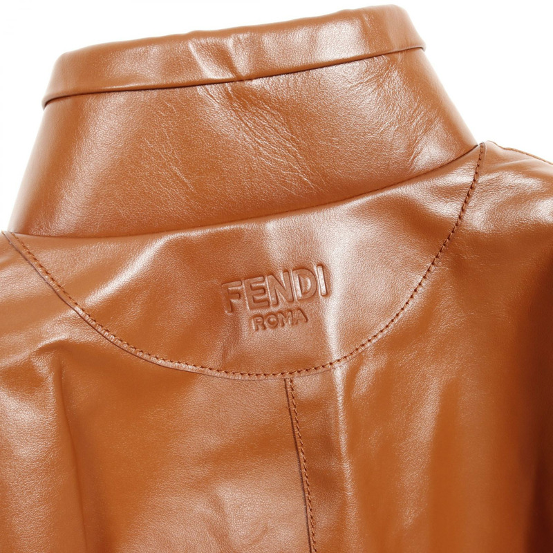 FENDI 其他夾克 皮革 棕色 二手 女士-4