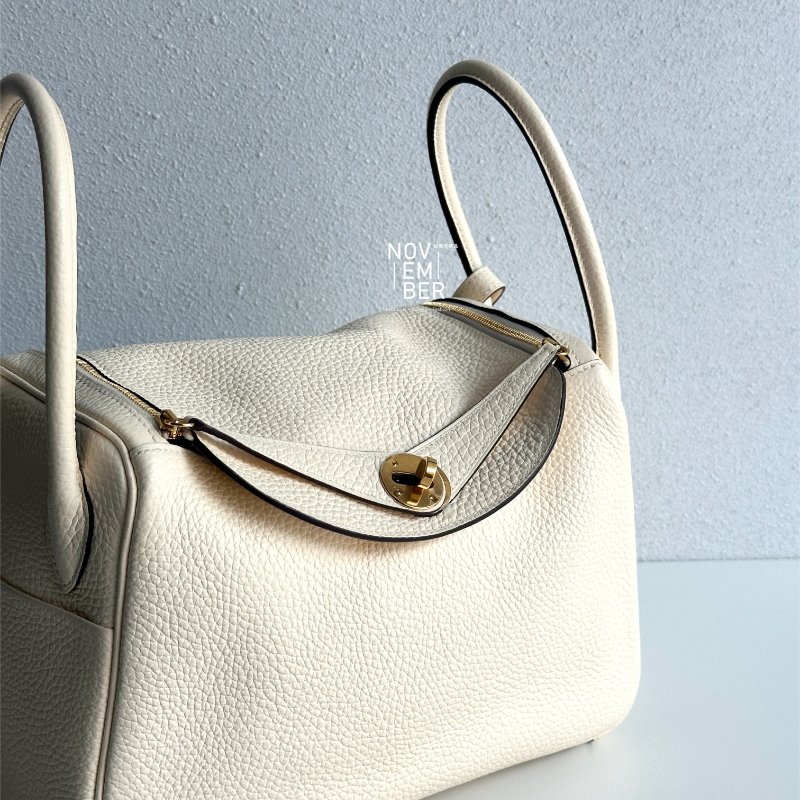 99新🆕 全配有購證 Hermès 愛馬仕 Lindy 26 奶油白金釦-4