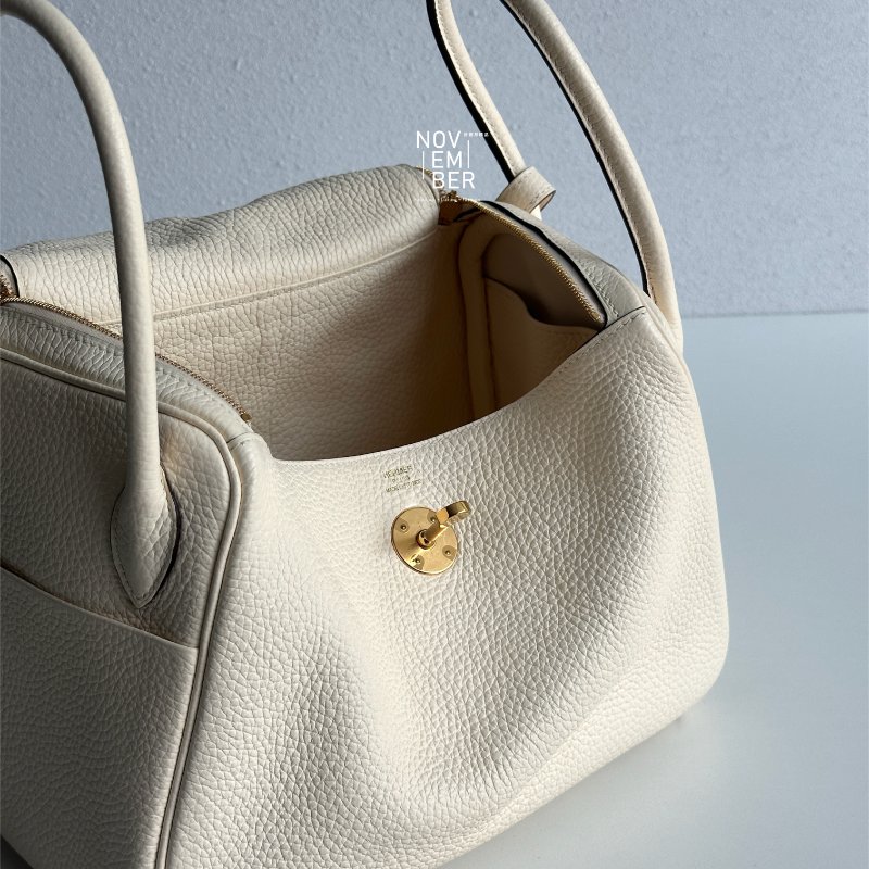 99新🆕 全配有購證 Hermès 愛馬仕 Lindy 26 奶油白金釦-15