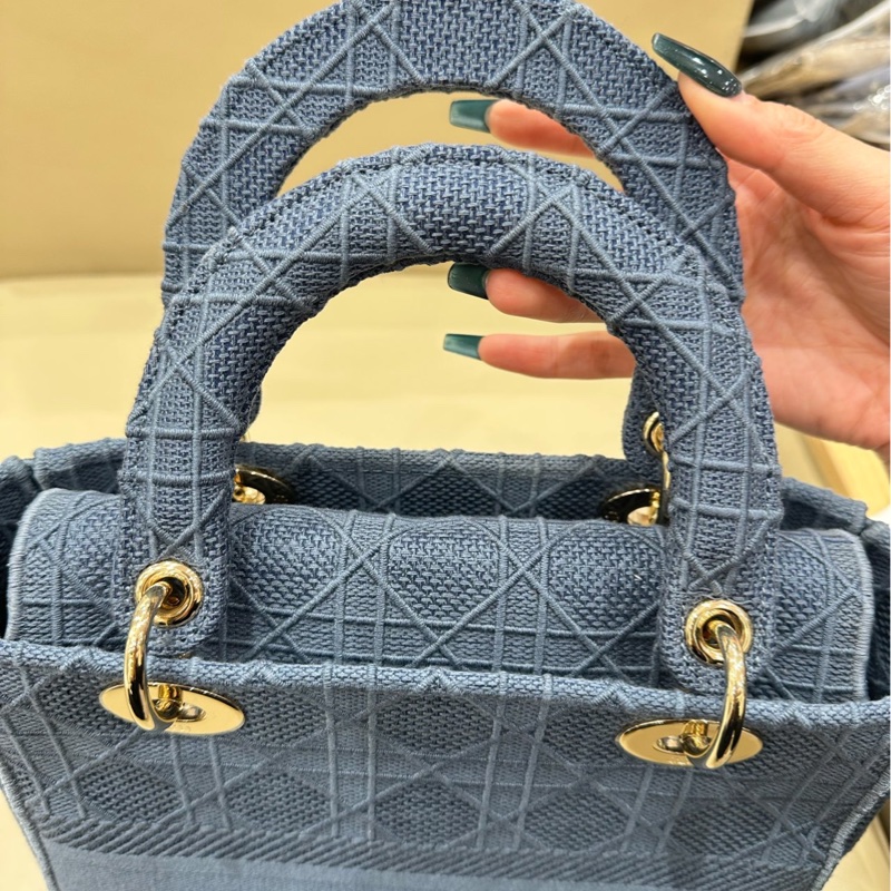 🍁DIOR迪奧Lady Dior五格牛仔藤格紋刺繡戴妃包 尺寸24*20*11cm-6