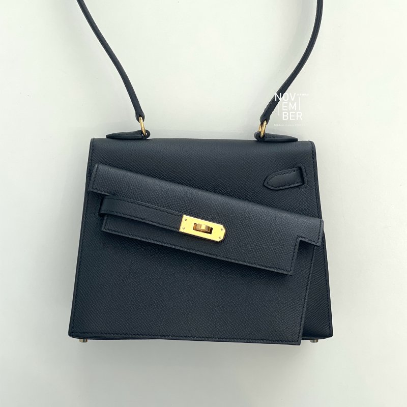 全新全配💖 限量藍盒子💙 Hermès 愛馬仕 Kelly Desordre 雙面凱莉 黑色金釦-6