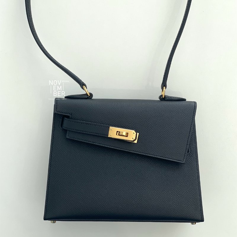 全新全配💖 限量藍盒子💙 Hermès 愛馬仕 Kelly Desordre 雙面凱莉 黑色金釦-8