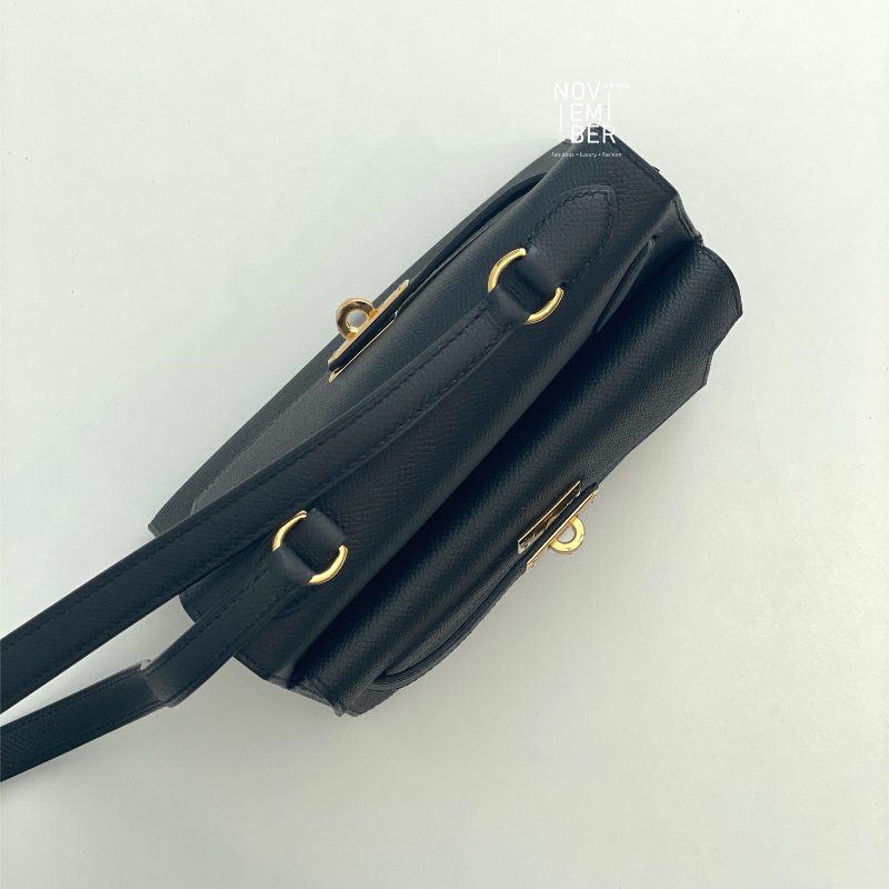 全新全配💖 限量藍盒子💙 Hermès 愛馬仕 Kelly Desordre 雙面凱莉 黑色金釦-11