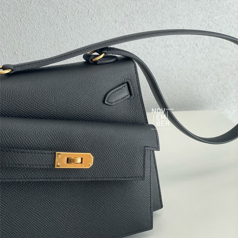 全新全配💖 限量藍盒子💙 Hermès 愛馬仕 Kelly Desordre 雙面凱莉 黑色金釦-18