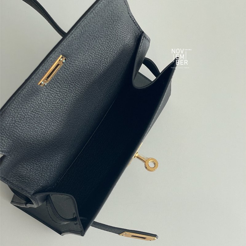 全新全配💖 限量藍盒子💙 Hermès 愛馬仕 Kelly Desordre 雙面凱莉 黑色金釦-19