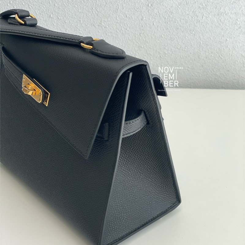 全新全配💖 限量藍盒子💙 Hermès 愛馬仕 Kelly Desordre 雙面凱莉 黑色金釦-22