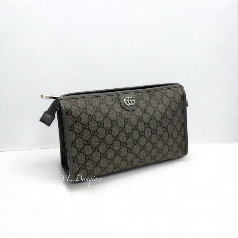 Gucci Ophidia GG 灰色塗層手拿包598234-0