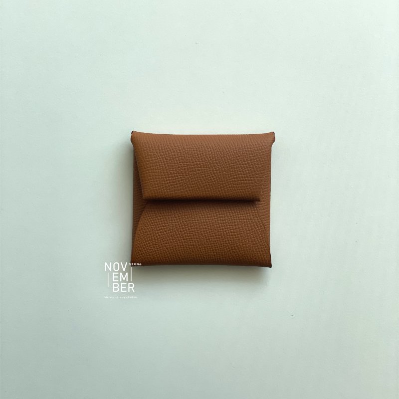 全新💖 Hermès 愛馬仕 金棕 Bastia零錢包-6