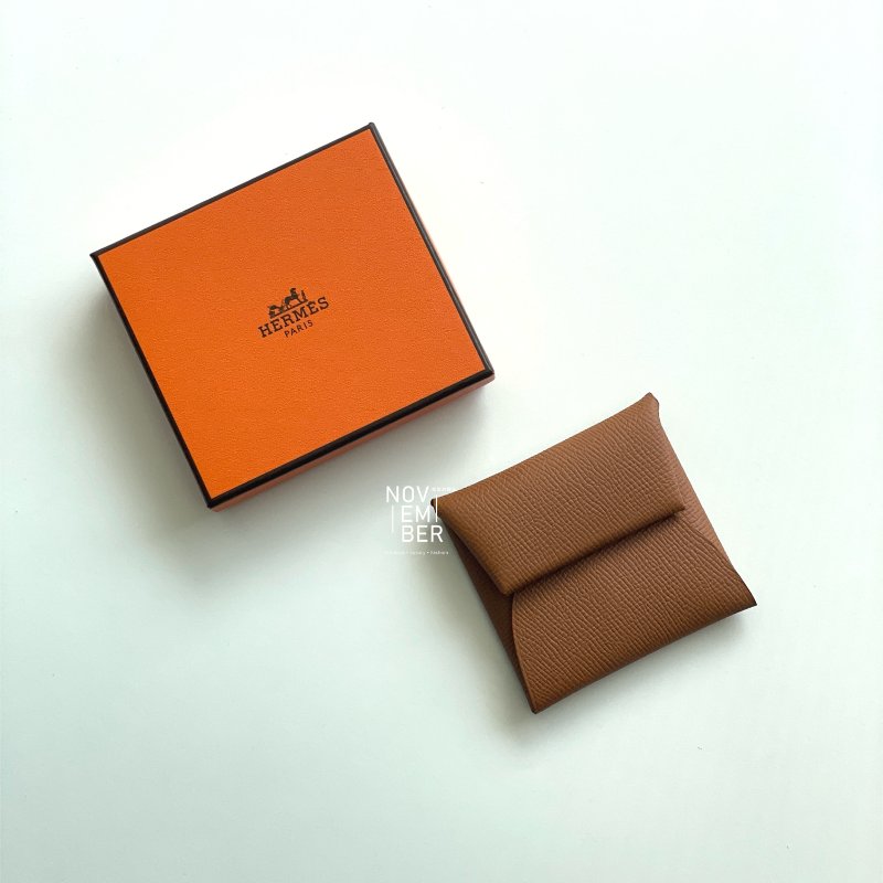 全新💖 Hermès 愛馬仕 金棕 Bastia零錢包-11